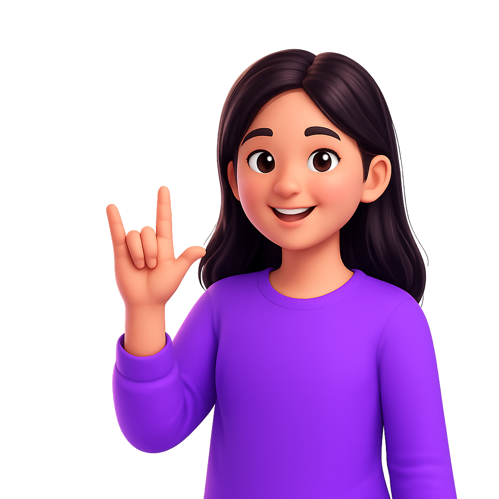 Learner practicing sign language